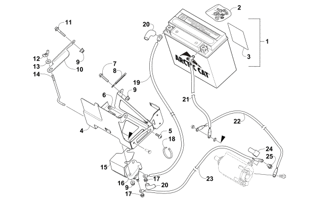 Parts Diagram for Arctic Cat 2011 Z1 SNO PRO SNOWMOBILE BATTERY AND TRAY ASSEMBLY