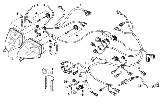 Parts Diagram for Arctic Cat 2011 F8 SNO PRO SNOWMOBILE HEADLIGHT AND WIRING ASSEMBLIES