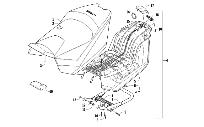 Parts Diagram for Arctic Cat 2011 F8 EXT SNO PRO SNOWMOBILE SEAT ASSEMBLY