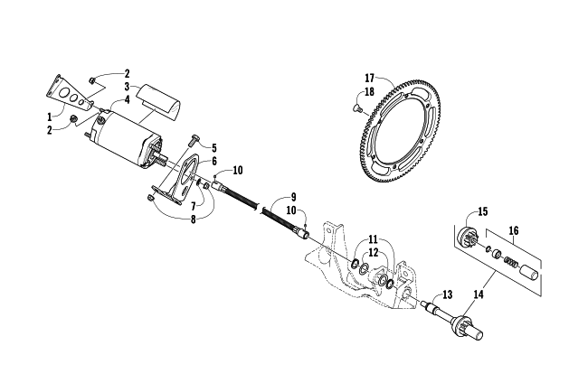 Parts Diagram for Arctic Cat 2011 F8 LXR SNOWMOBILE FLEX-DRIVE STARTER MOTOR ASSEMBLY