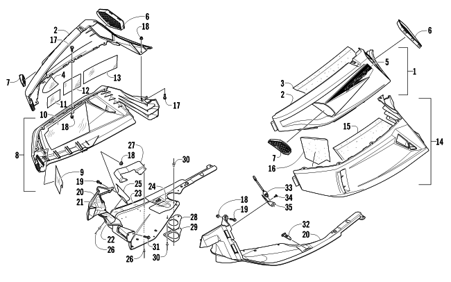 Parts Diagram for Arctic Cat 2011 TZ1 LXR LTD SNOWMOBILE SKID PLATE AND SIDE PANEL ASSEMBLY