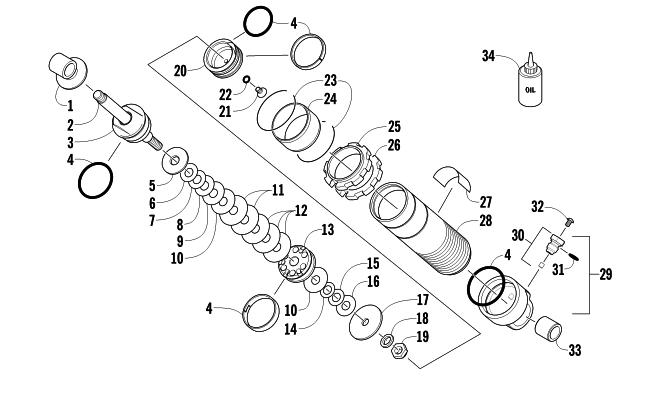 Parts Diagram for Arctic Cat 2014 SNO PRO 500 SNOWMOBILE REAR SUSPENSION FRONT ARM SHOCK ABSORBER