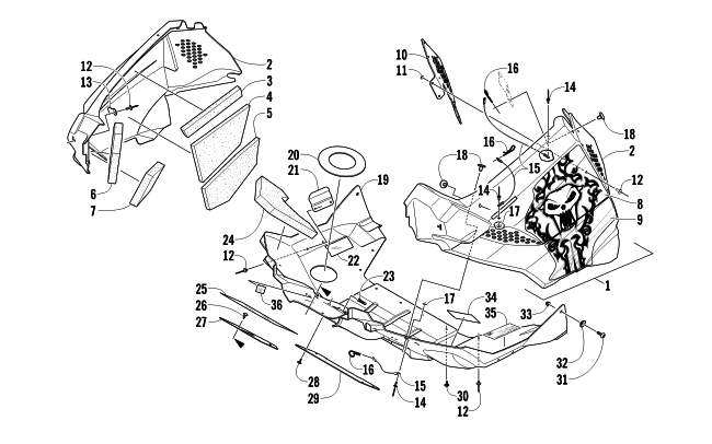 Parts Diagram for Arctic Cat 2011 ARCTIC CAT SNO PRO 500 SNOWMOBILE BELLY PAN ASSEMBLY