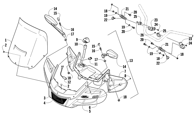 Parts Diagram for Arctic Cat 2011 TRV 550s H1 EFI CRUISER ATV WINDSHIELD ASSEMBLY