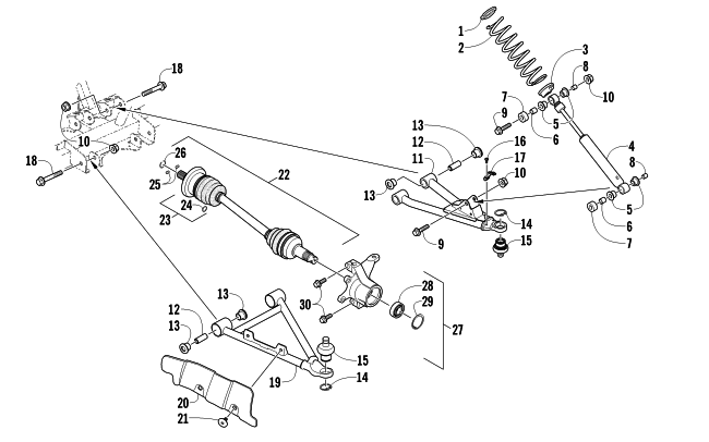 Parts Diagram for Arctic Cat 2011 PROWLER 700 HDX ATV FRONT SUSPENSION ASSEMBLY