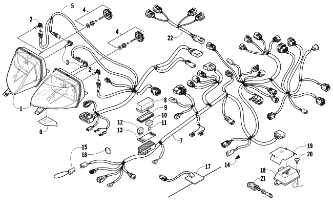Parts Diagram for Arctic Cat 2011 TZ1 TURBO LXR LTD SNOWMOBILE HEADLIGHT AND WIRING ASSEMBLIES
