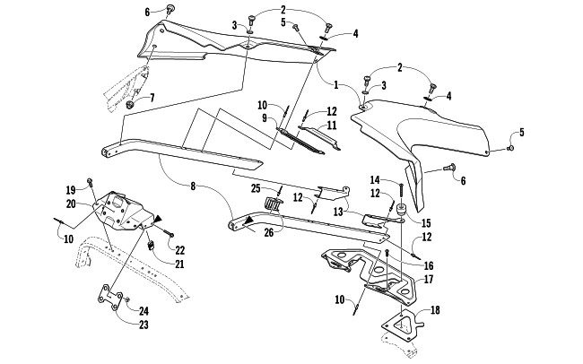 Parts Diagram for Arctic Cat 2011 TZ1 TURBO LXR LTD SNOWMOBILE SEAT SUPPORT ASSEMBLY