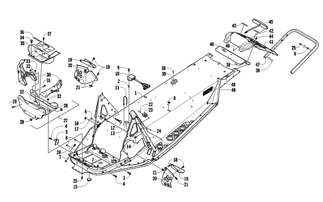 Parts Diagram for Arctic Cat 2011 Z1 TURBO EXT SNOWMOBILE CHASSIS, REAR BUMPER, AND SNOWFLAP ASSEMBLY