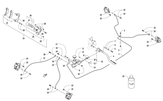 Parts Diagram for Arctic Cat 2014 PROWLER 700 HDX KE ATV HYDRAULIC BRAKE ASSEMBLY
