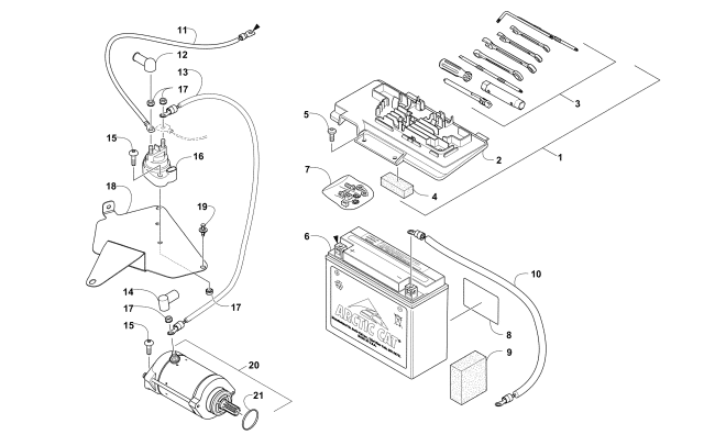 Parts Diagram for Arctic Cat 2012 1000 MUD PRO LTD ATV BATTERY AND STARTER ASSEMBLY