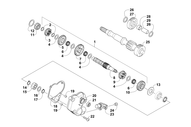 Parts Diagram for Arctic Cat 2012 PROWLER 1000 XTZ ATV SECONDARY TRANSMISSION ASSEMBLY