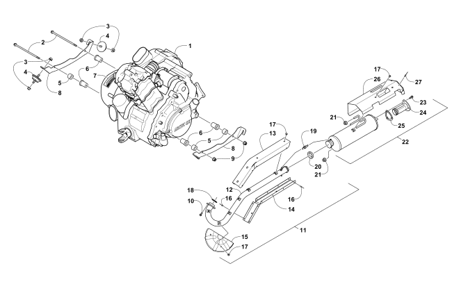 Parts Diagram for Arctic Cat 2011 PROWLER 700 HDX ATV ENGINE AND EXHAUST