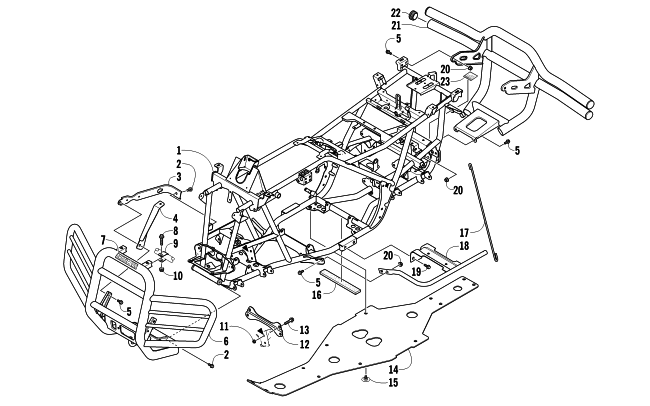 Parts Diagram for Arctic Cat 2011 700 H1 EFI MUD PRO ATV FRAME AND RELATED PARTS