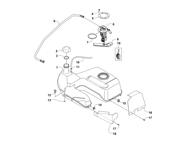 Parts Diagram for Arctic Cat 2011 700 H1 EFI MUD PRO ATV GAS TANK ASSEMBLY
