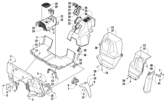 Parts Diagram for Arctic Cat 2011 PROWLER 700s XTX ATV CONSOLE AND FLOOR PANEL ASSEMBLY