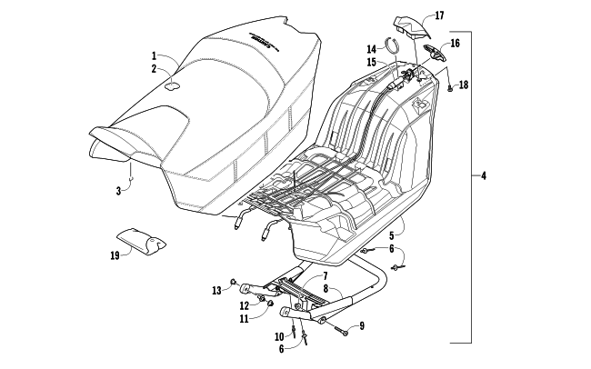 Parts Diagram for Arctic Cat 2011 F8 LXR SNO PRO LTD SNOWMOBILE SEAT ASSEMBLY