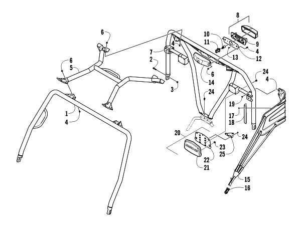 Parts Diagram for Arctic Cat 2011 PROWLER 700s XTX ATV ROPS AND TAILLIGHT ASSEMBLY
