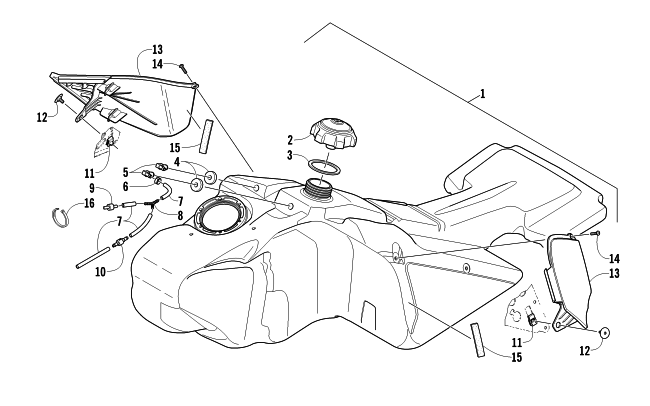 Parts Diagram for Arctic Cat 2013 TZ1 TURBO LXR SNOWMOBILE GAS TANK ASSEMBLY