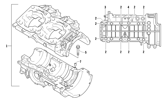 Parts Diagram for Arctic Cat 2009 T500 TOURING SNOWMOBILE CRANKCASE ASSEMBLY
