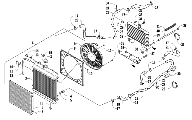 Parts Diagram for Arctic Cat 2011 PROWLER 700s XTX ATV COOLING ASSEMBLY