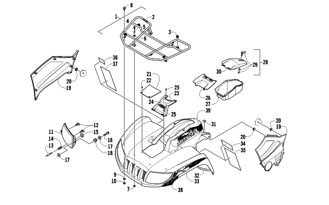 Parts Diagram for Arctic Cat 2011 1000s H2 EFI ATV FRONT RACK, BODY PANEL, AND HEADLIGHT ASSEMBLIES