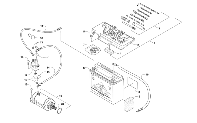 Parts Diagram for Arctic Cat 2009 1000 TRV CRUISER ATV BATTERY AND STARTER ASSEMBLY
