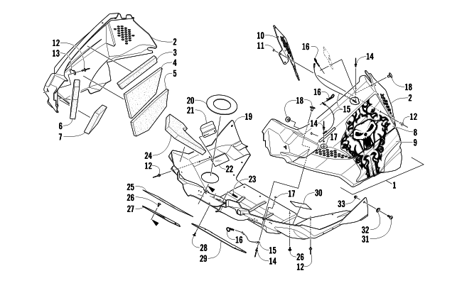 Parts Diagram for Arctic Cat 2011 ARCTIC CAT SNO PRO 600 CROSS COUNTRY SNOWMOBILE BELLY PAN ASSEMBLY