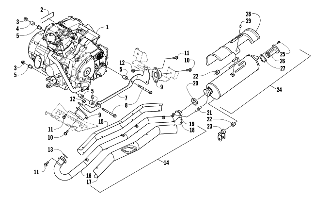 Parts Diagram for Arctic Cat 2011 TRV 450 EFI ATV ENGINE AND EXHAUST