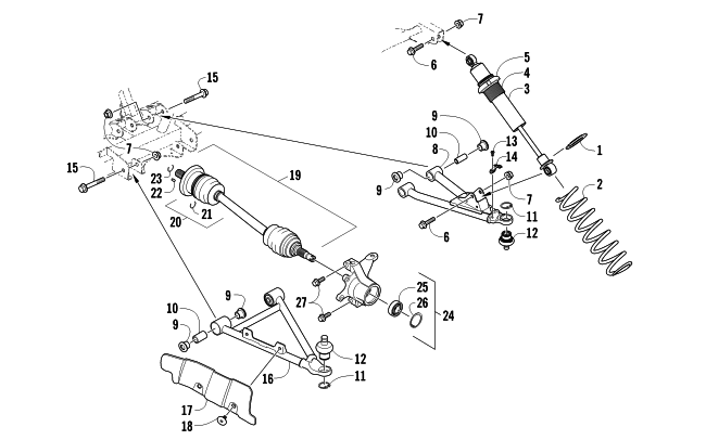 Parts Diagram for Arctic Cat 2011 PROWLER 1000 H2 EFI XTZ ATV FRONT SUSPENSION ASSEMBLY