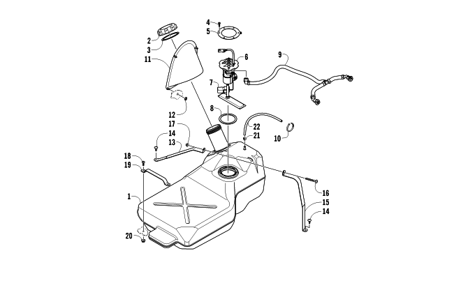 Parts Diagram for Arctic Cat 2014 PROWLER 1000 XTZ ATV GAS TANK ASSEMBLY