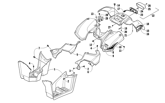 Parts Diagram for Arctic Cat 2011 300 2X4 UTILITY ATV REAR BODY AND TAILLIGHT ASSEMBLY