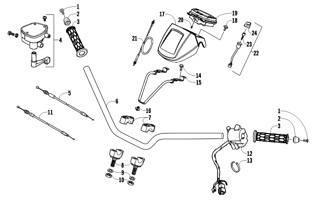 Parts Diagram for Arctic Cat 2011 300 2X4 UTILITY ATV HANDLEBAR, INSTRUMENT POD, AND CONTROL ASSEMBLIES