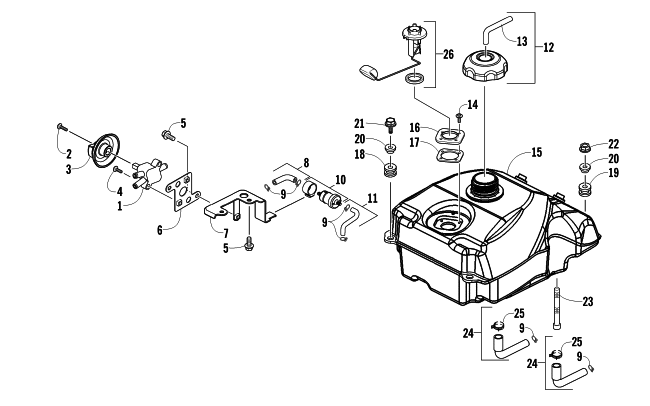 Parts Diagram for Arctic Cat 2015 300 2X4 UTILITY ATV GAS TANK ASSEMBLY