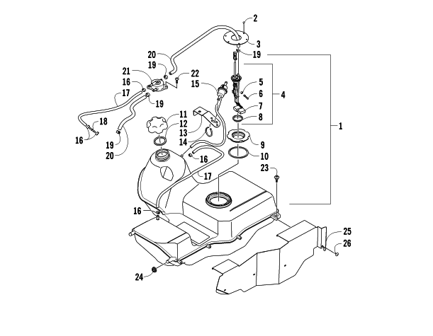 Parts Diagram for Arctic Cat 2012 TRV 400 ATV GAS TANK ASSEMBLY