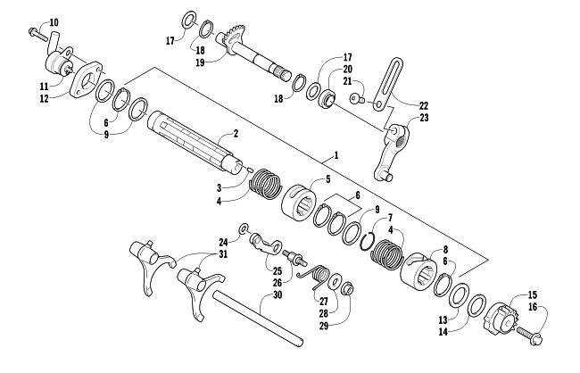 Parts Diagram for Arctic Cat 2012 TRV 400 ATV GEAR SHIFTING ASSEMBLY