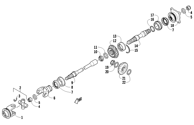 Parts Diagram for Arctic Cat 2013 500 ATV SECONDARY DRIVE ASSEMBLY