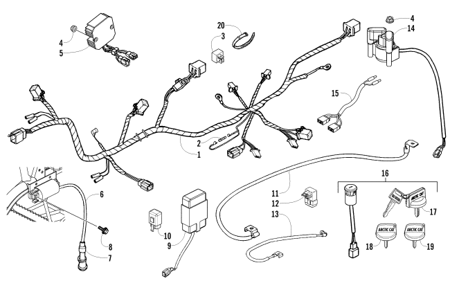 Parts Diagram for Arctic Cat 2014 150 UTILITY ATV ELECTRICAL AND WIRING HARNESS ASSEMBLY