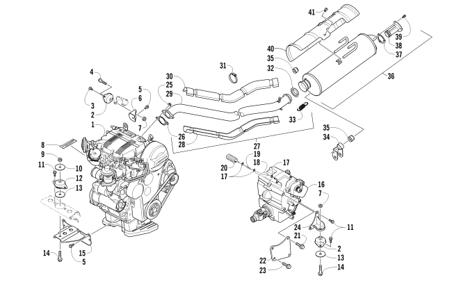 Parts Diagram for Arctic Cat 2015 700 DIESEL ATV ENGINE AND EXHAUST