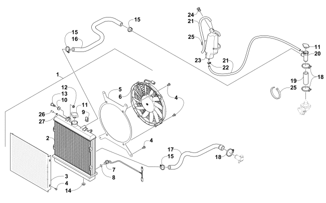 Parts Diagram for Arctic Cat 2011 700 DIESEL ATV COOLING ASSEMBLY