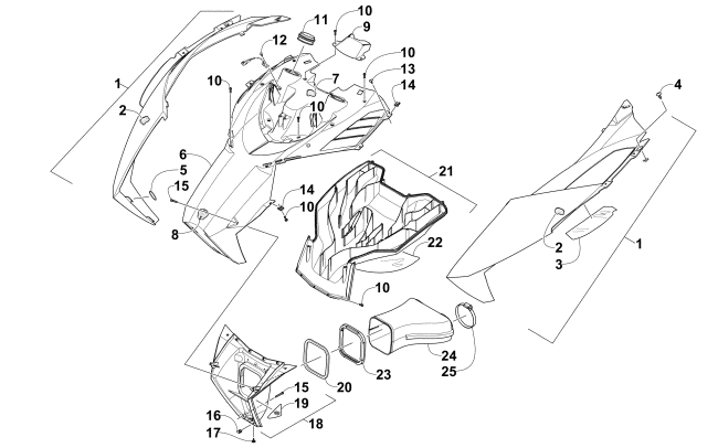 Parts Diagram for Arctic Cat 2012 F 800 SNO PRO SNOWMOBILE HOOD AND AIR INTAKE ASSEMBLY