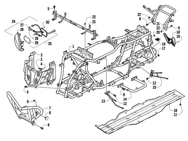 Parts Diagram for Arctic Cat 2011 XC 450 EFI ATV BUMPER, FRAME, AND HEADLIGHT ASSEMBLIES