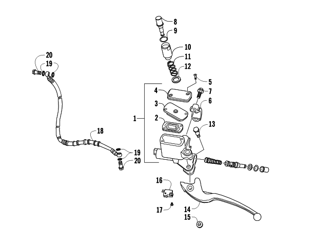 Parts Diagram for Arctic Cat 2012 90 2X4 DVX ATV HYDRAULIC HAND BRAKE ASSEMBLY