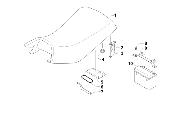 Parts Diagram for Arctic Cat 2011 90 2X4 UTILITY ATV SEAT, BATTERY, AND TOOL KIT ASSEMBLIES