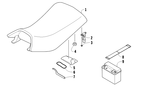 Parts Diagram for Arctic Cat 2014 90 2X4 DVX ATV SEAT, BATTERY, AND TOOL KIT ASSEMBLIES