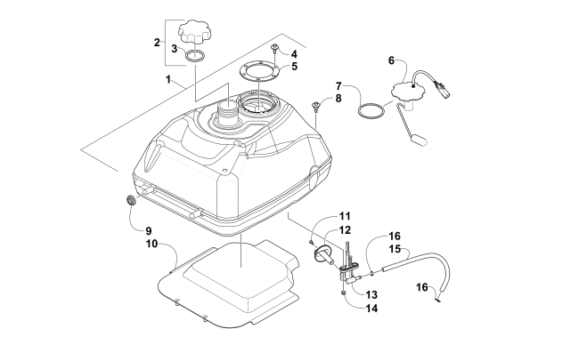 Parts Diagram for Arctic Cat 2016 ALTERRA 400 ATV GAS TANK ASSEMBLY