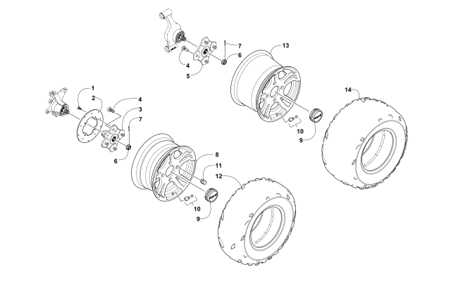 Parts Diagram for Arctic Cat 2012 TRV 450 GT ATV WHEEL AND TIRE ASSEMBLY