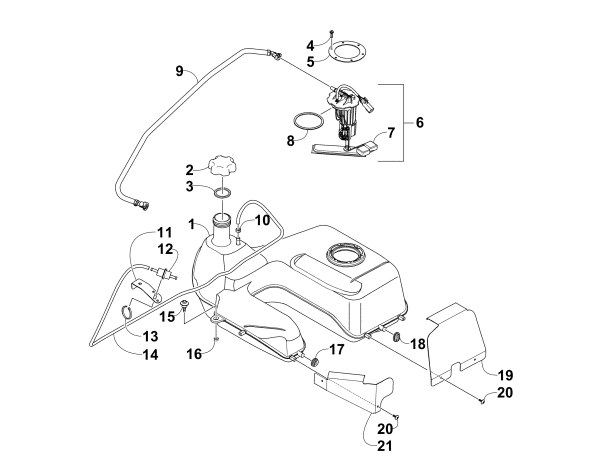 Parts Diagram for Arctic Cat 2012 700 ATV GAS TANK ASSEMBLY