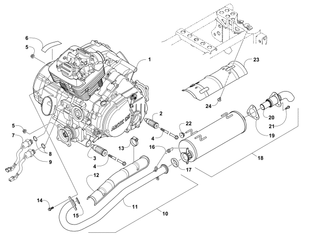 Parts Diagram for Arctic Cat 2017 ALTERRA 400 ATV ENGINE AND EXHAUST