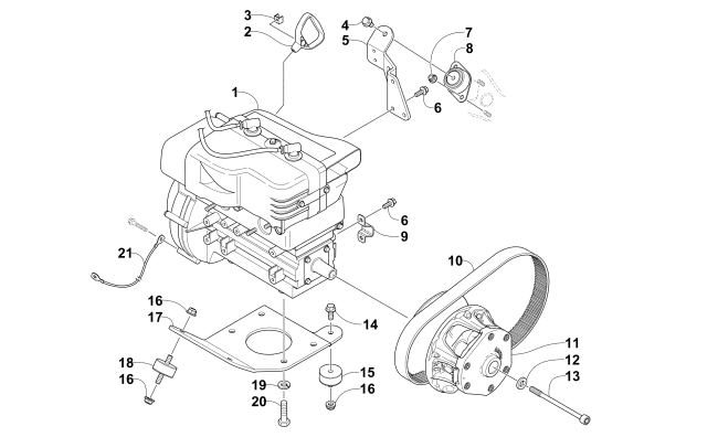 Parts Diagram for Arctic Cat 2014 BEARCAT 570 XT SNOWMOBILE ENGINE AND RELATED PARTS