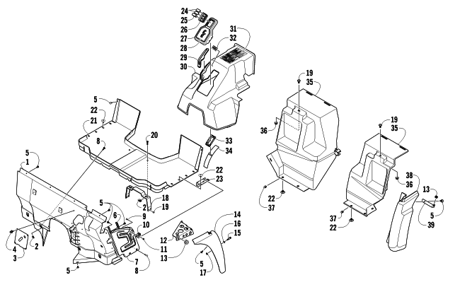 Parts Diagram for Arctic Cat 2012 PROWLER 550 XT ATV CONSOLE AND FLOOR PANEL ASSEMBLY